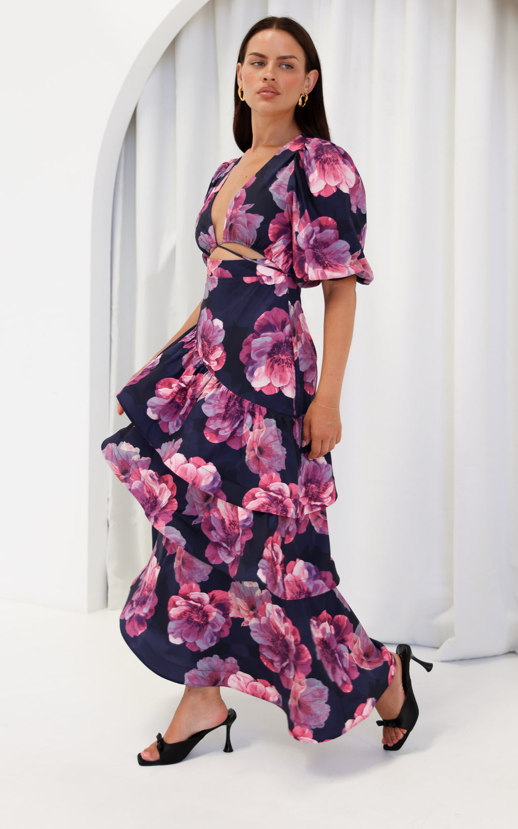 Deja Maxi Dress - Navy Pink Floral