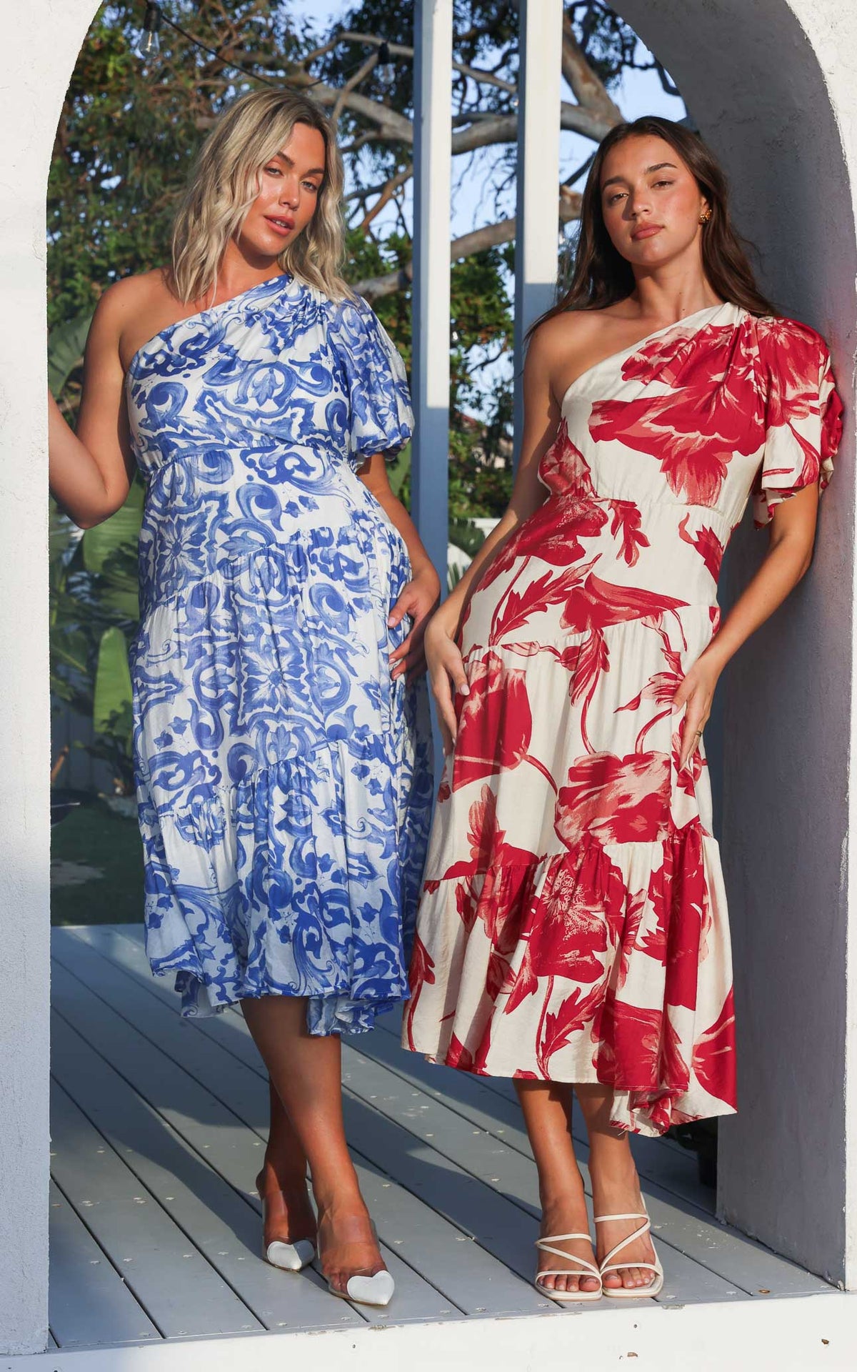Denver Maxi Dress - White Blue Print