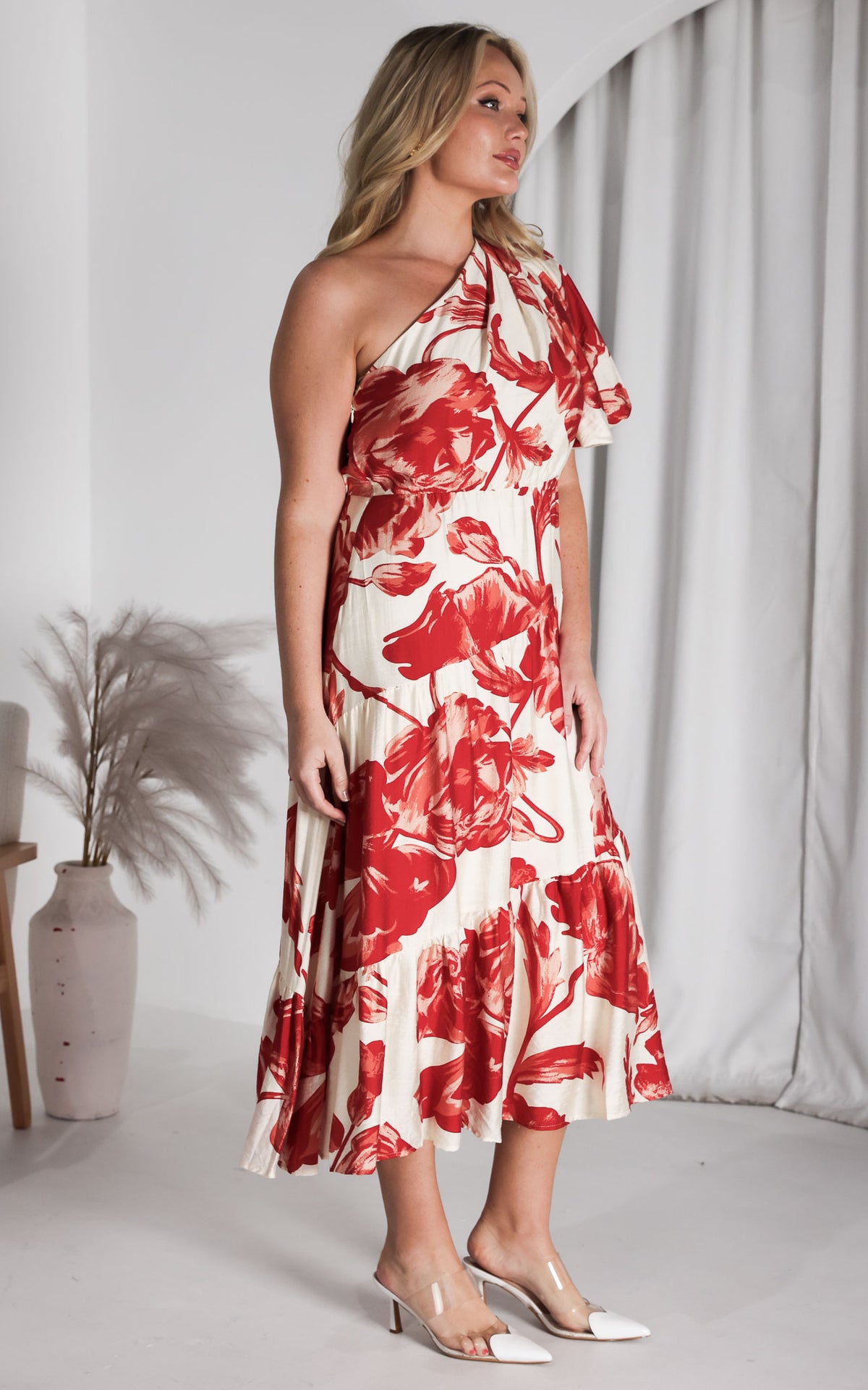 Denver Maxi Dress - Beige Red Floral