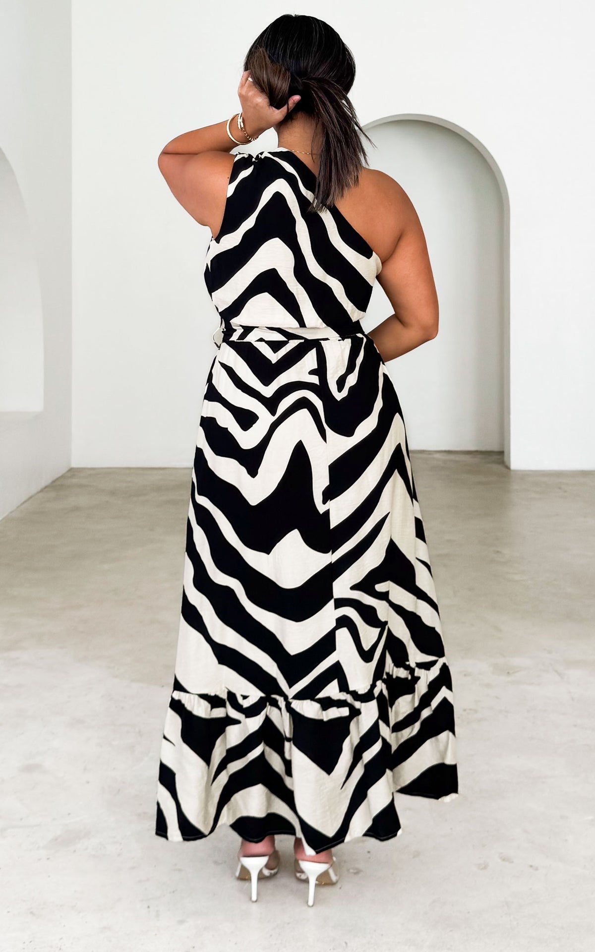 Devina Maxi Dress - Black Abstract Print