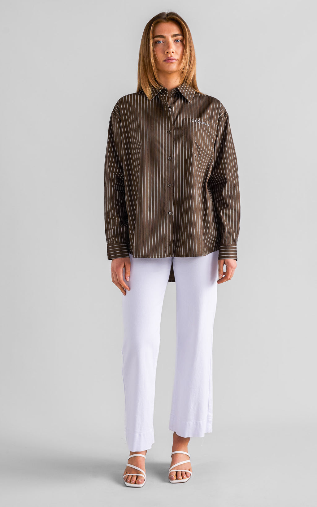 Deezu Oversized Shirt - Chocolate Brown Stripes