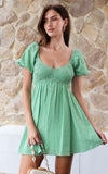 Dorothy Mini Dress - Green Gingham Crinkle