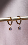 Ebbe Dainty Hoop Charm Earrings - Gold Diamante