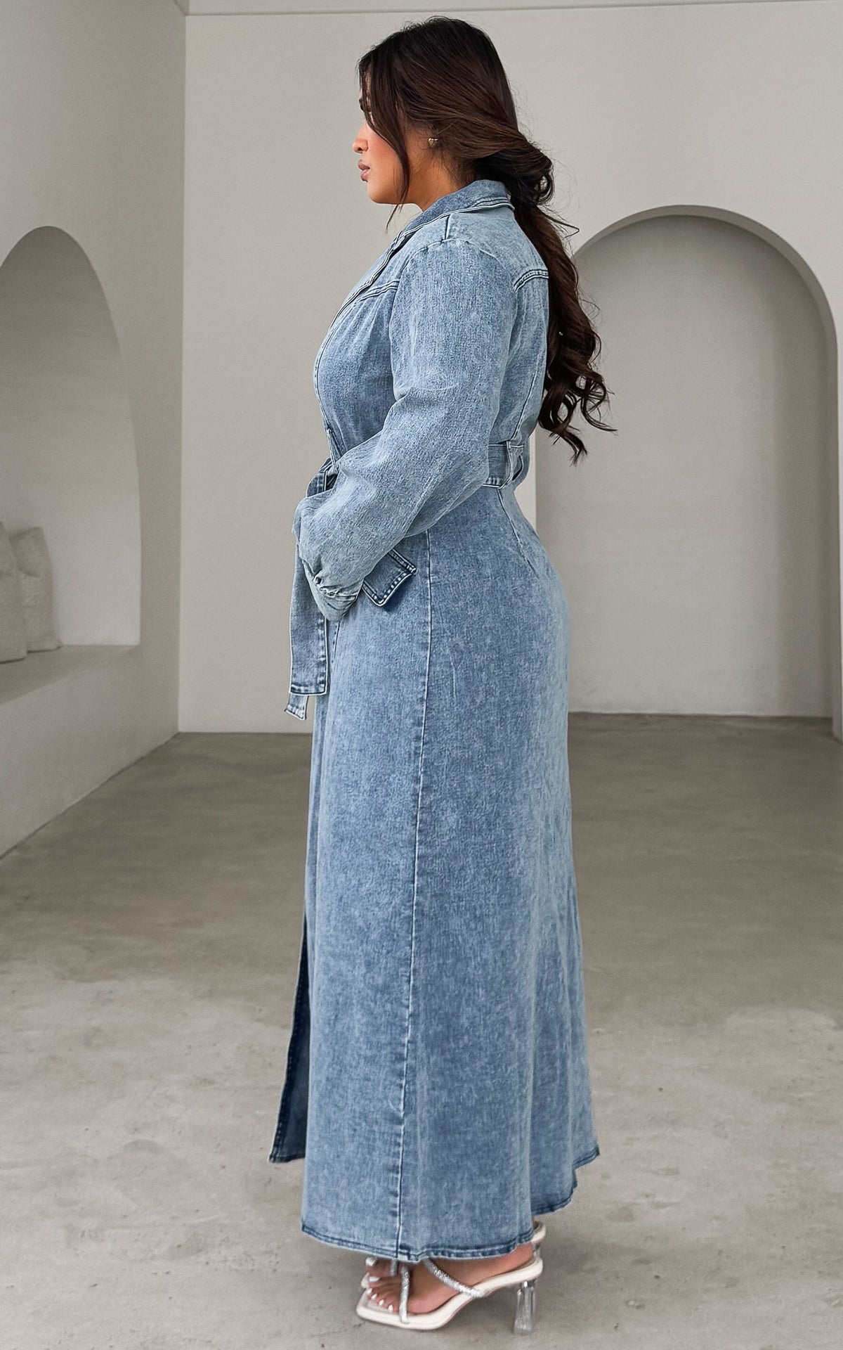 Elara Denim Maxi Dress - Blue