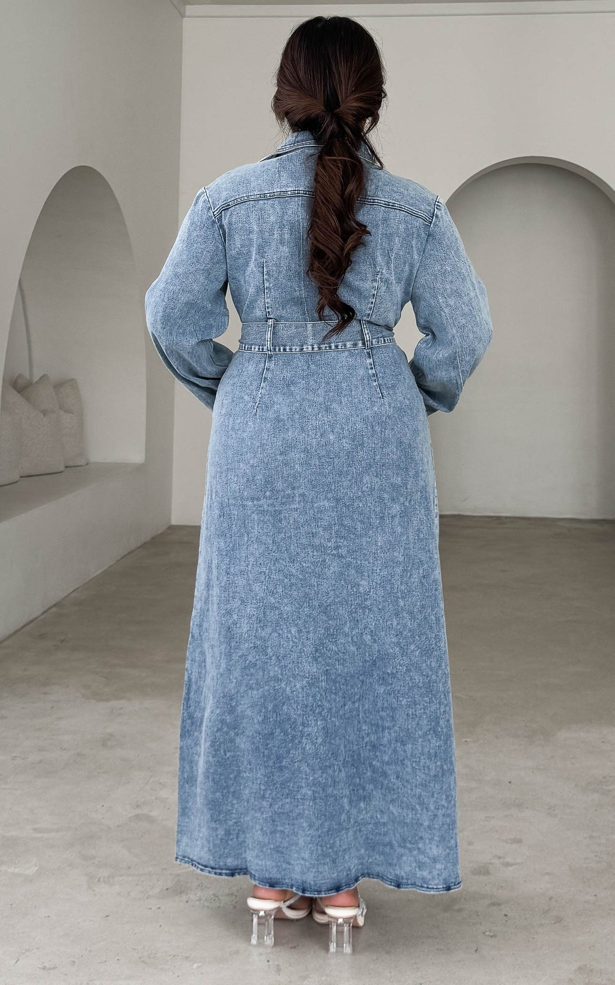 Elara Denim Maxi Dress - Blue