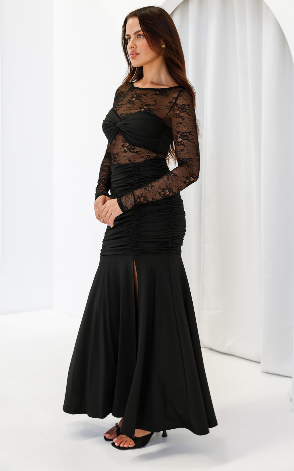 Eloquence Lace Maxi Dress - Black