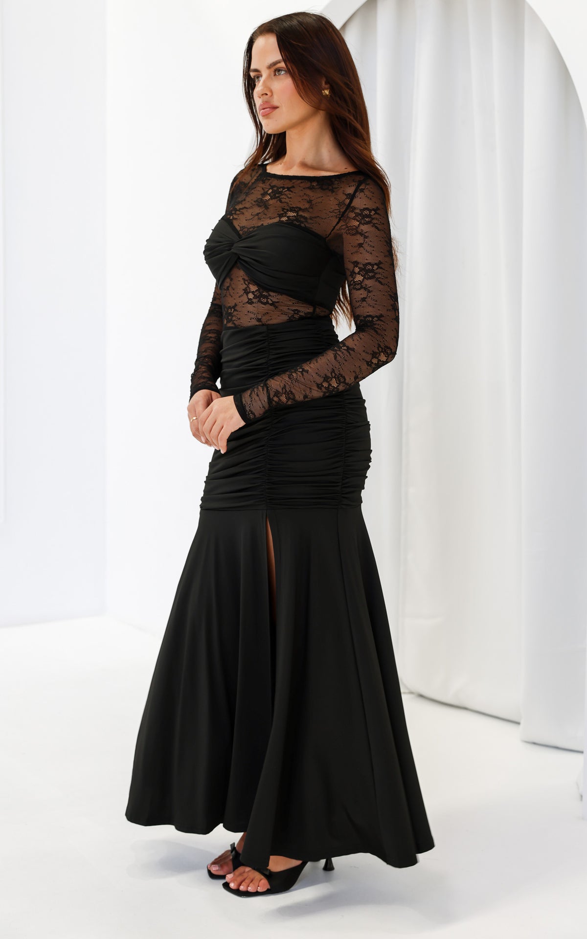 Eloquence Lace Maxi Dress - Black