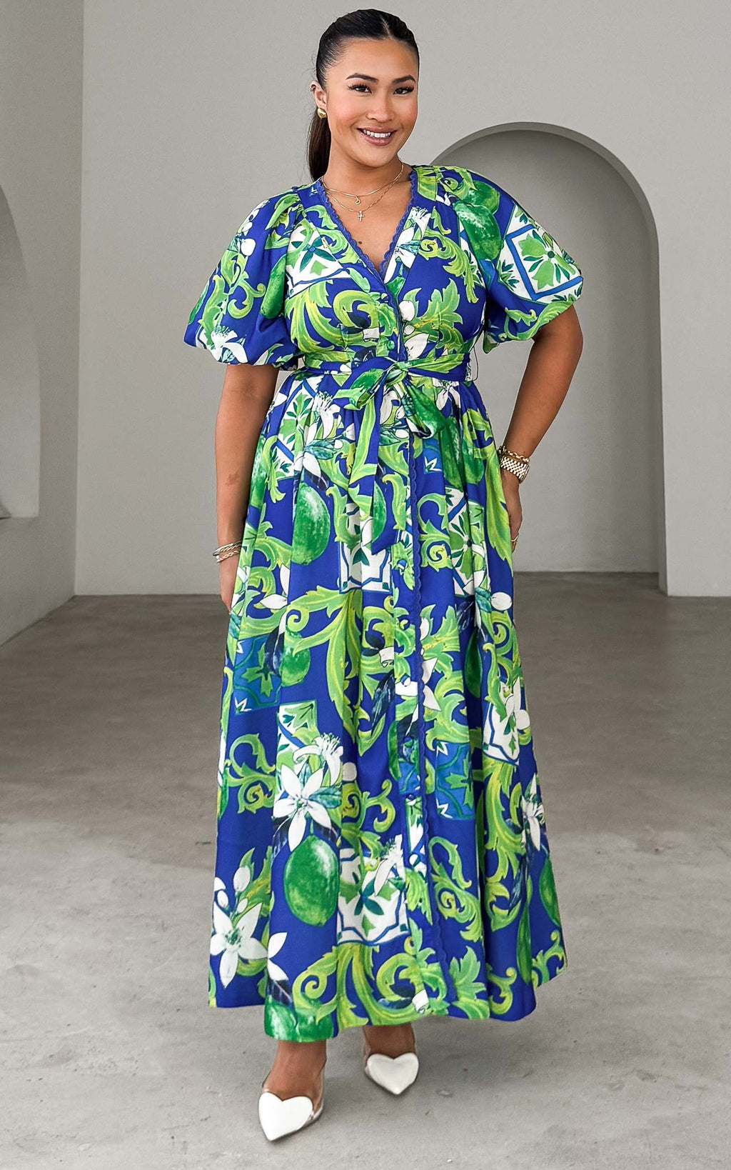 Emory Maxi Dress - Blue Green Print