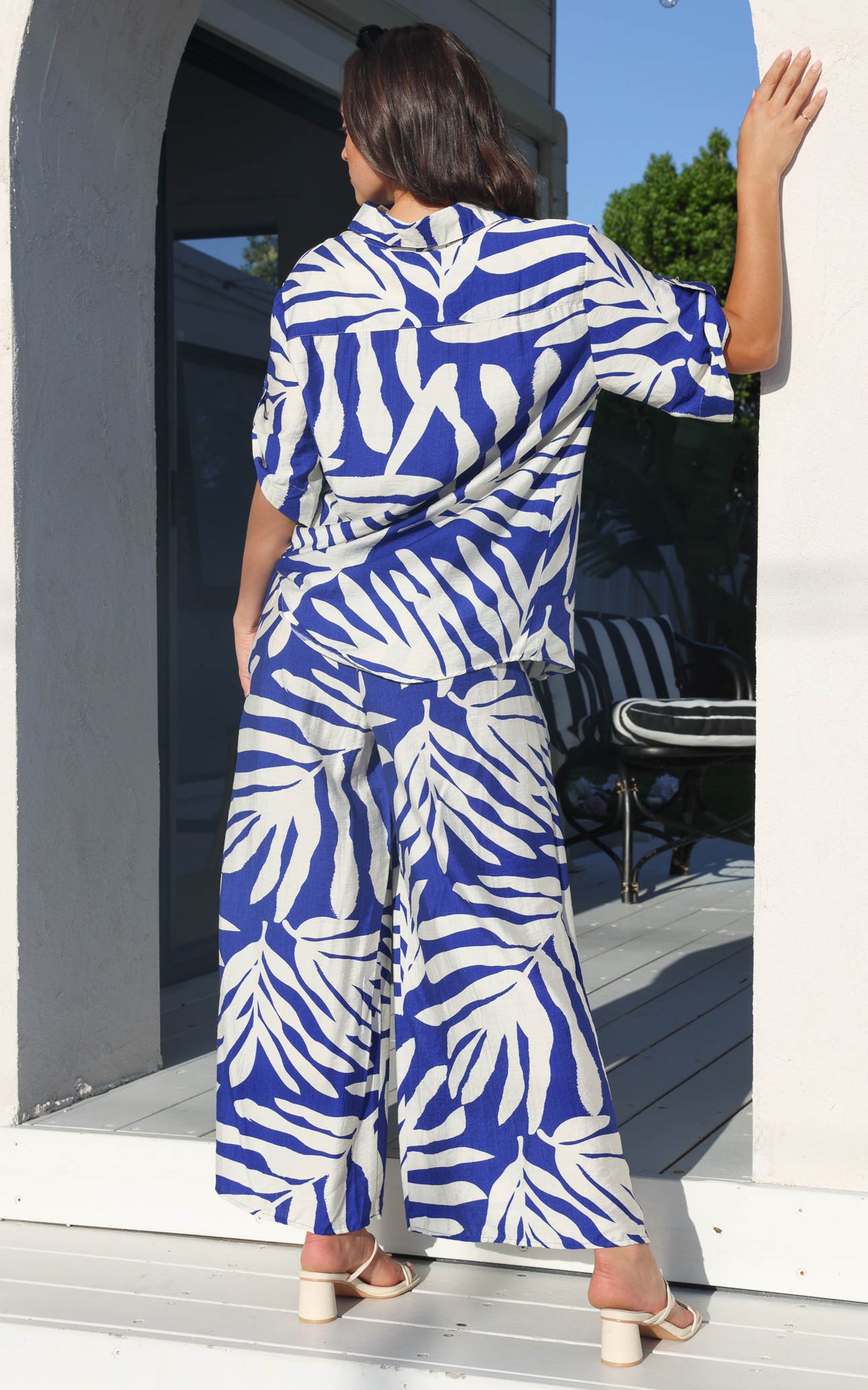 Paradise Lily Wide Leg Pants - Blue Print