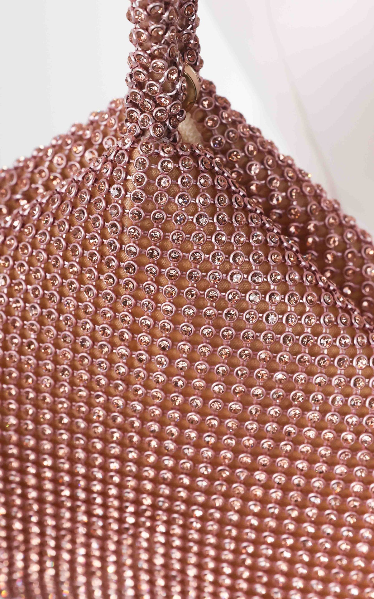 Ezza Rhinestone Wristlet Bag - Rose Champagne