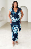 Fredrika Midi Dress - Navy Blue Floral