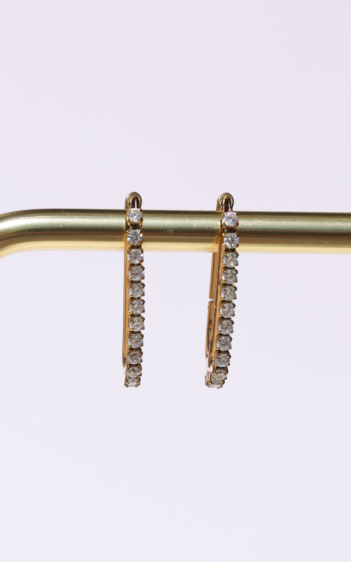 Thilynn Hoop Earrings - Gold Thin U Diamante