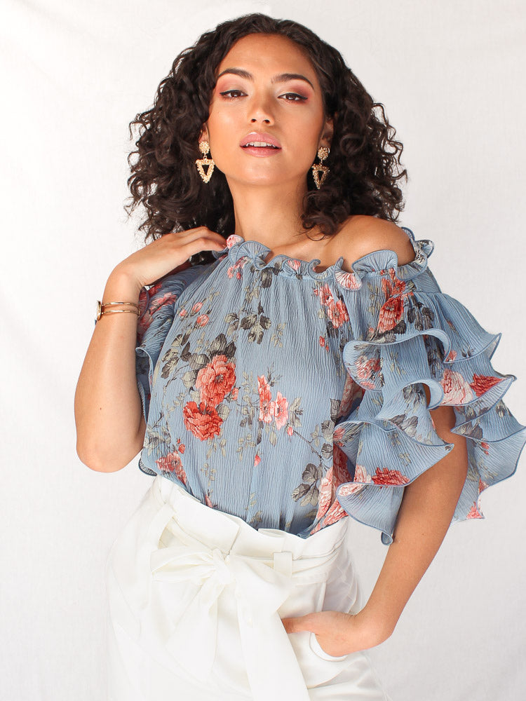 Florence Top - Blue Floral