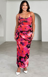Franca Mesh Maxi Dress - Red Black Floral