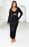 Frankie Long Sleeve Midi Dress - Black