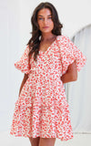 Georgie Mini Dress - Cream Orange Print