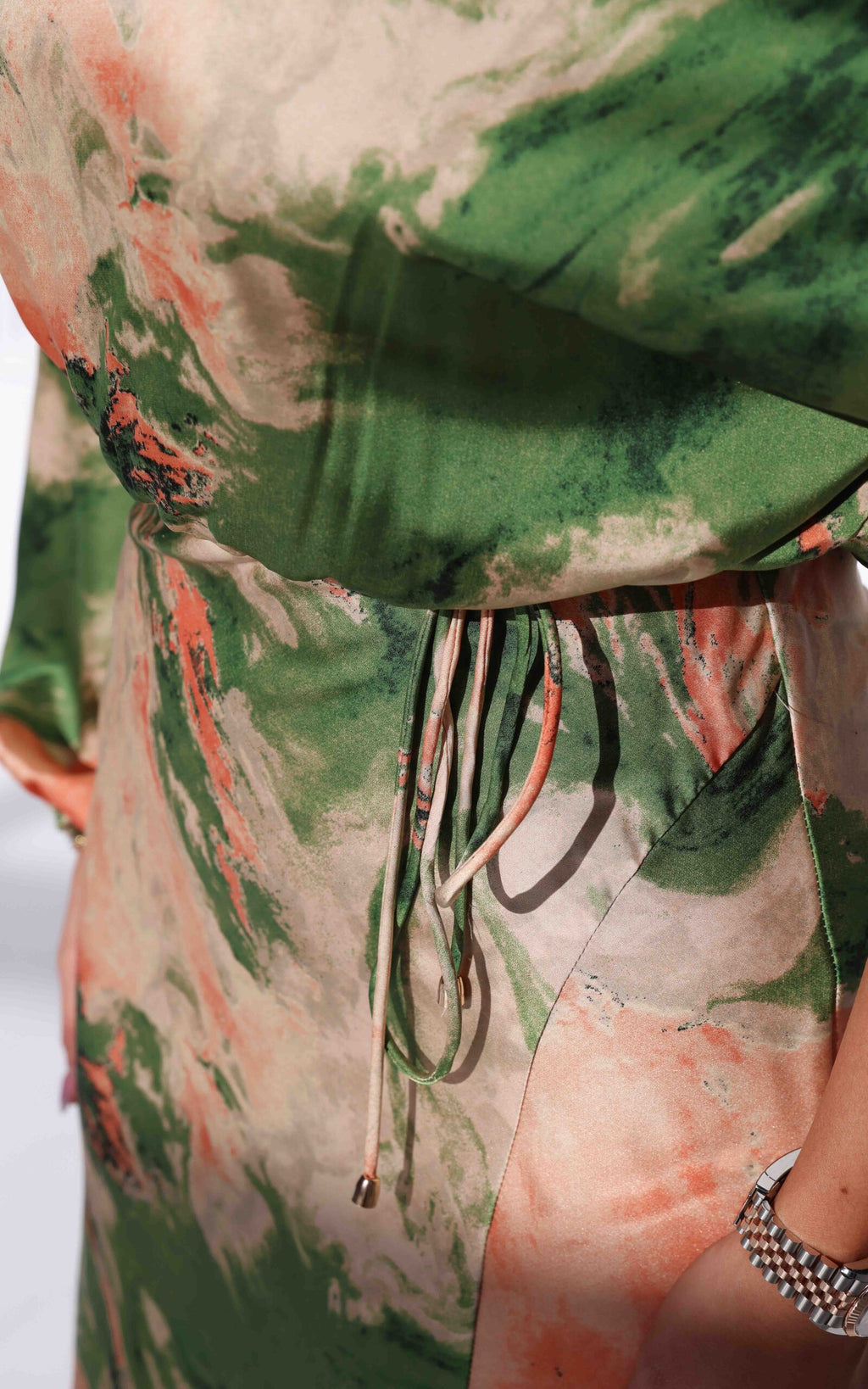 Martisha Long Sleeve Maxi Dress - Green Peach Multi Print
