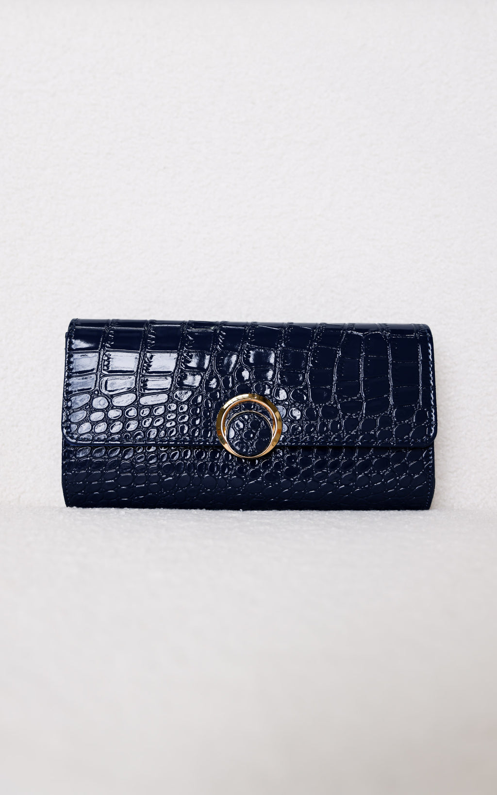 Gretta Croc Texture Clutch Bag - Blue Navy