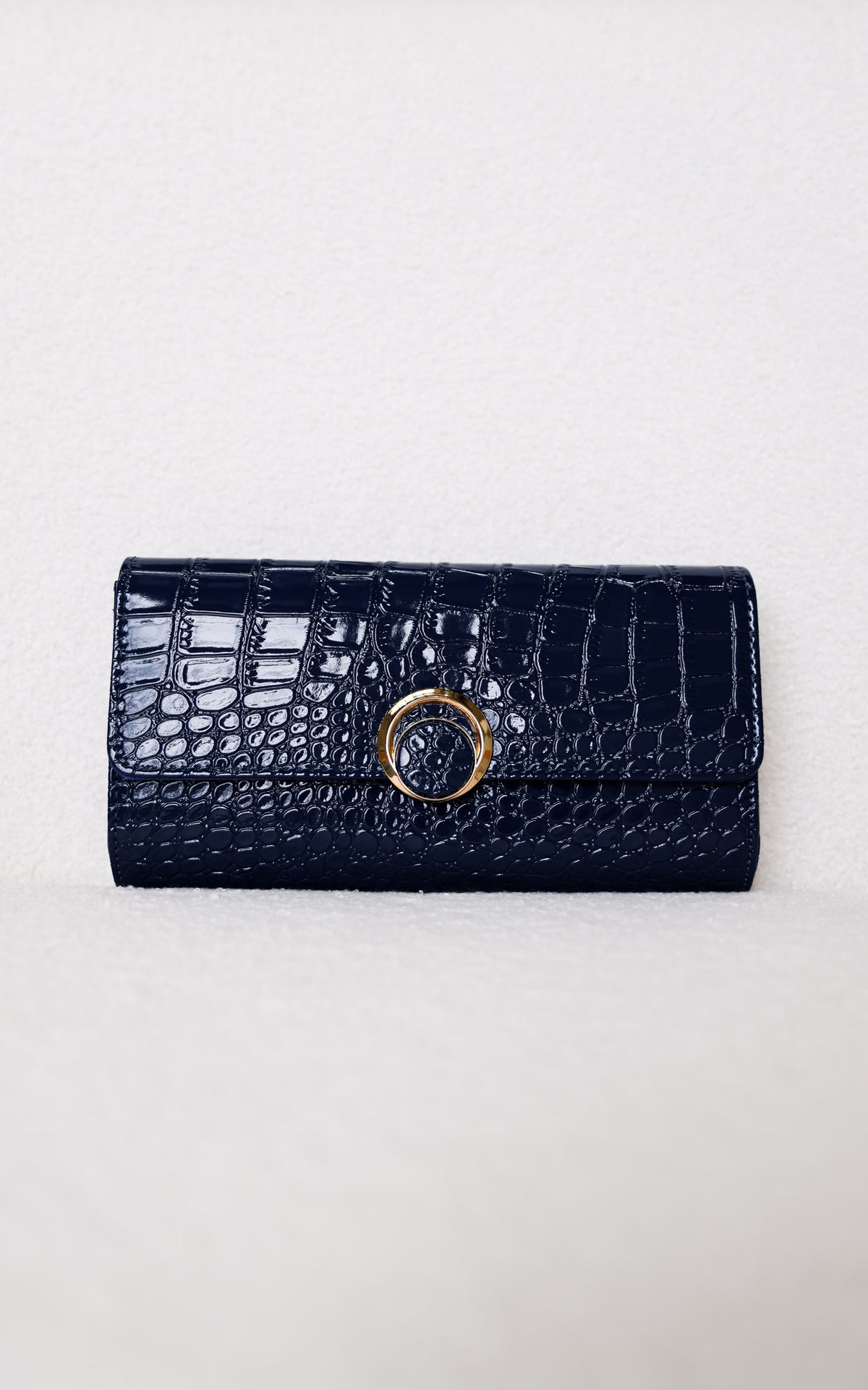 Gretta Croc Texture Clutch Bag - Blue Navy