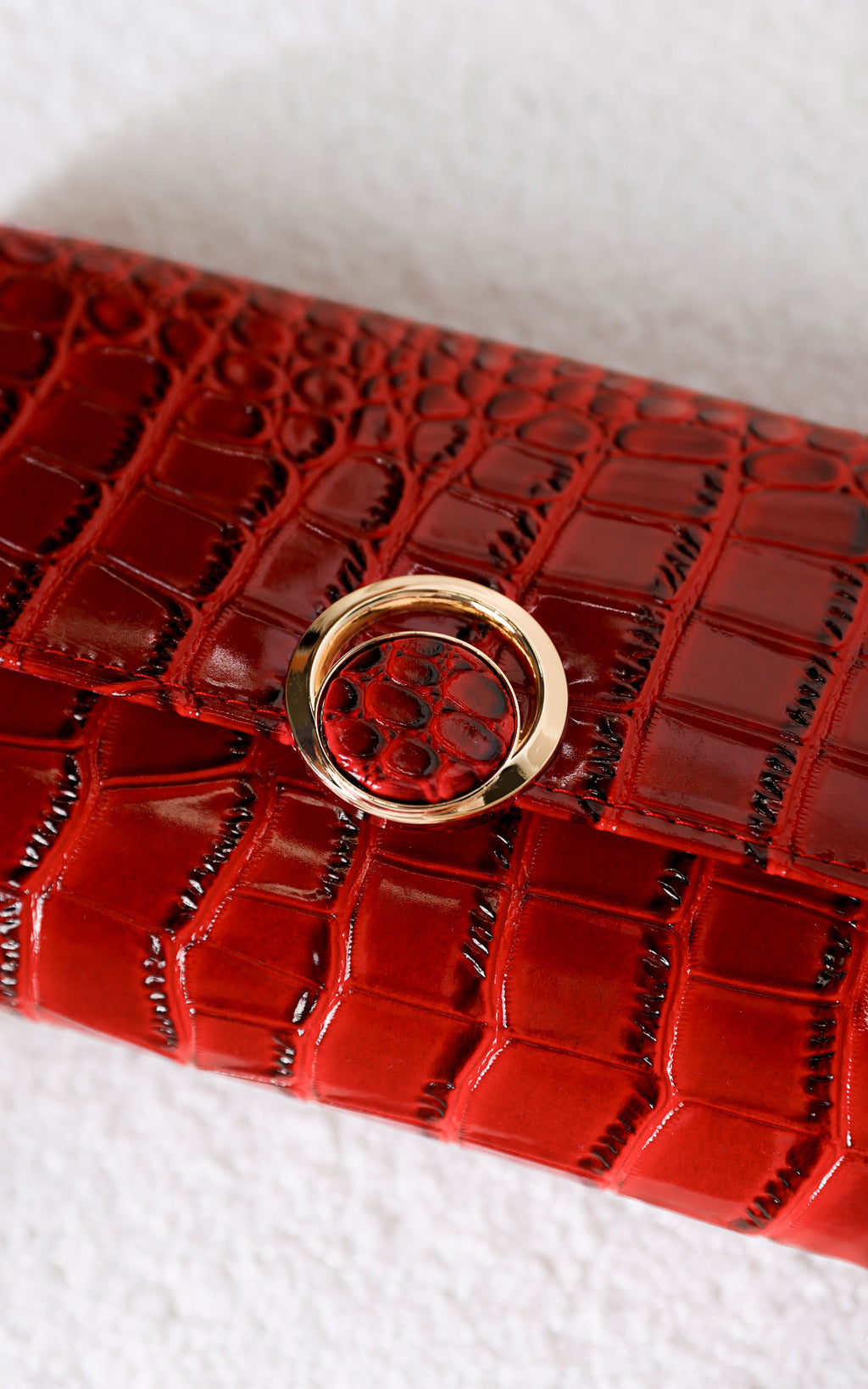 Gretta Croc Texture Clutch Bag - Red