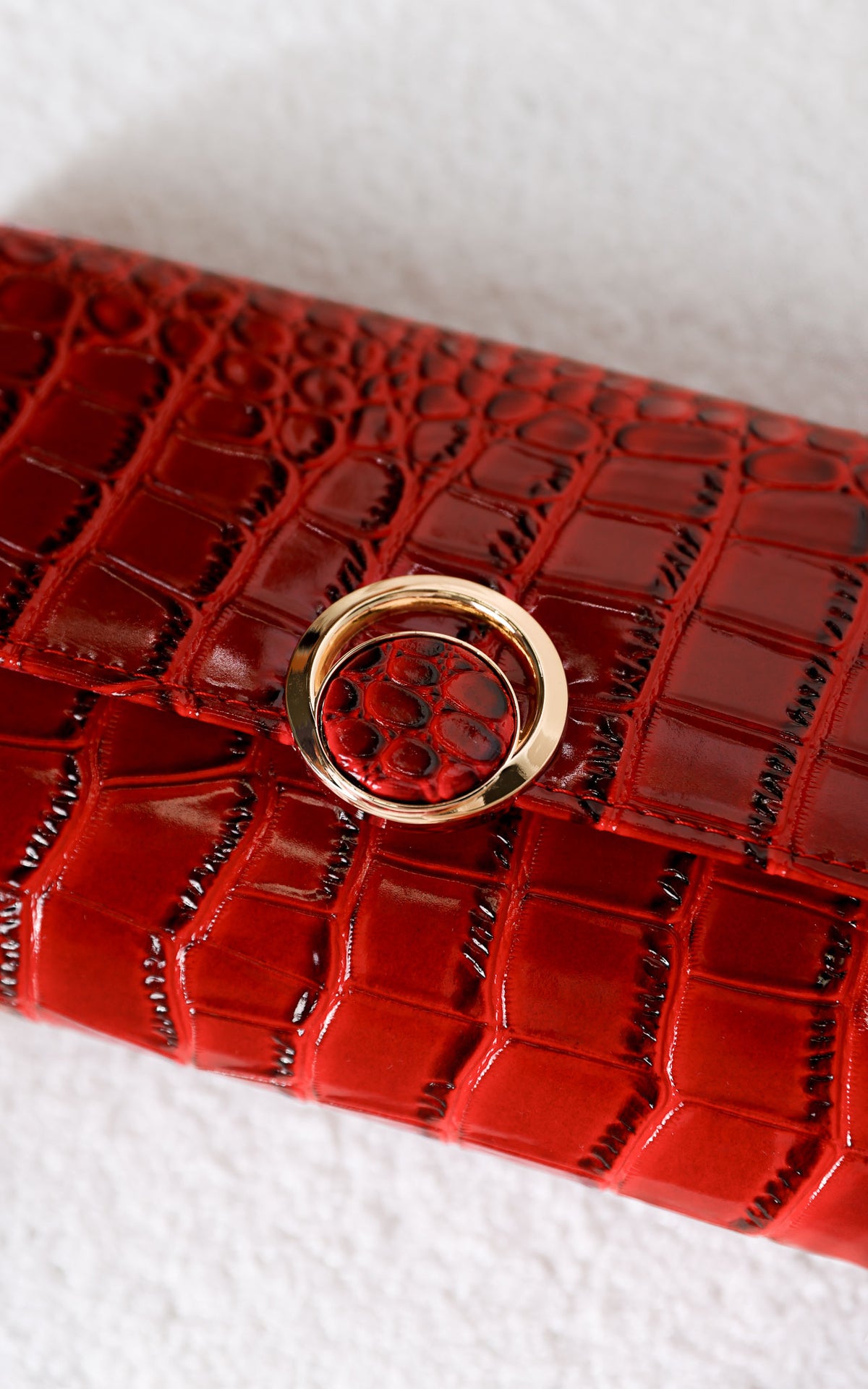 Gretta Croc Texture Clutch Bag - Red