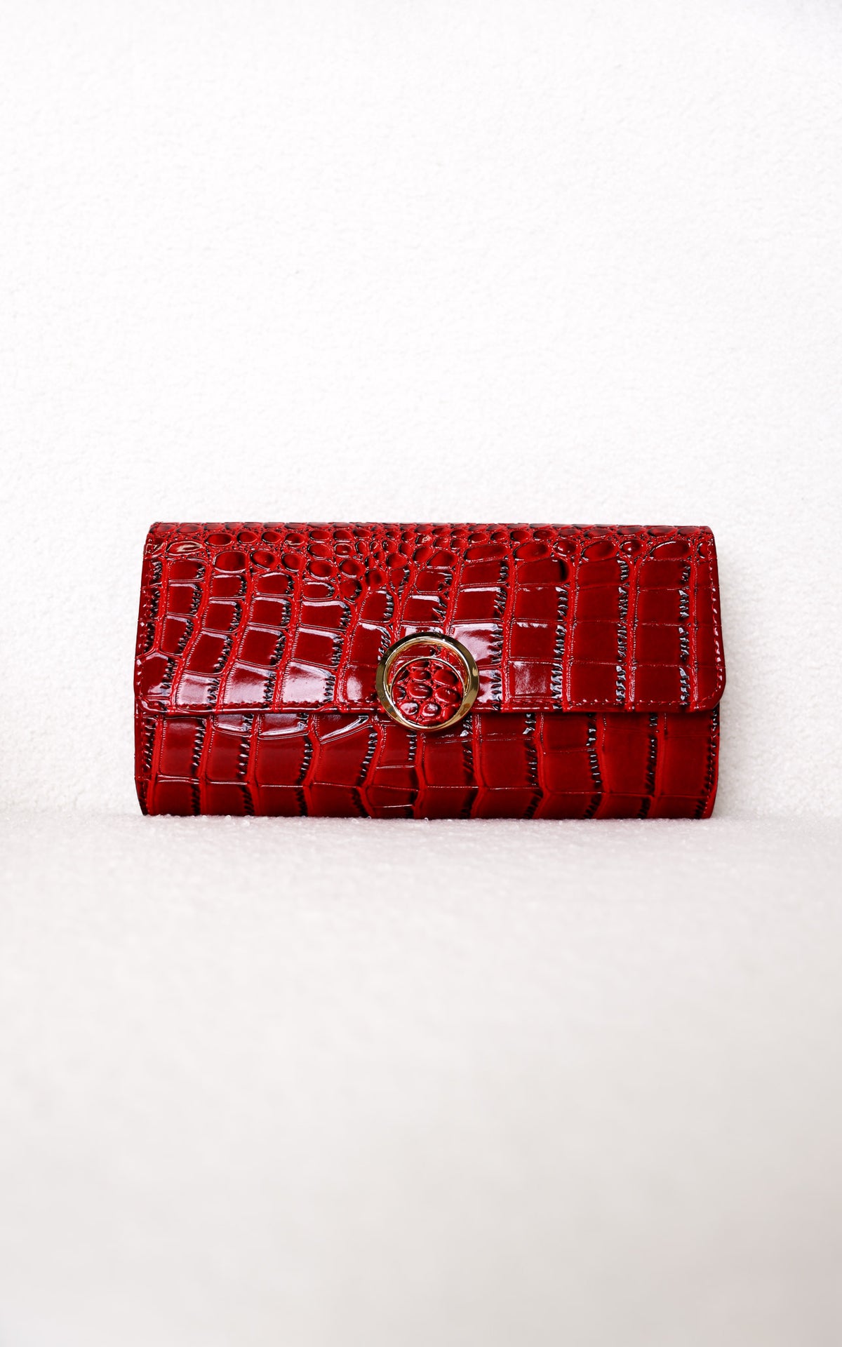 Gretta Croc Texture Clutch Bag - Red