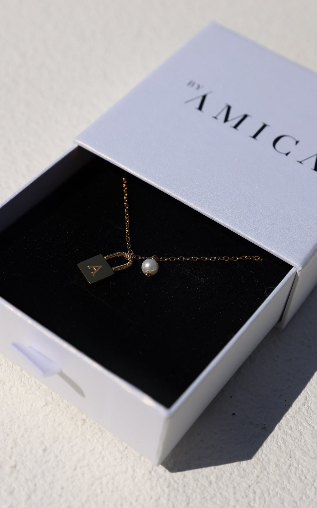 Lulu Letter Lock and Pearl Necklace - Gold