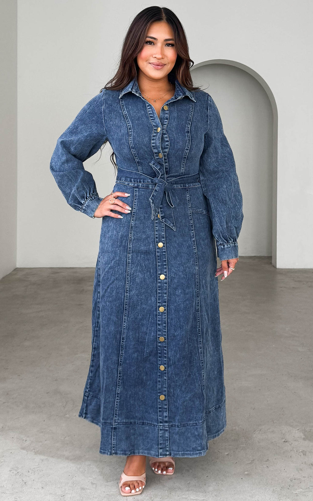 Harietta Denim Maxi Dress - Dark Blue