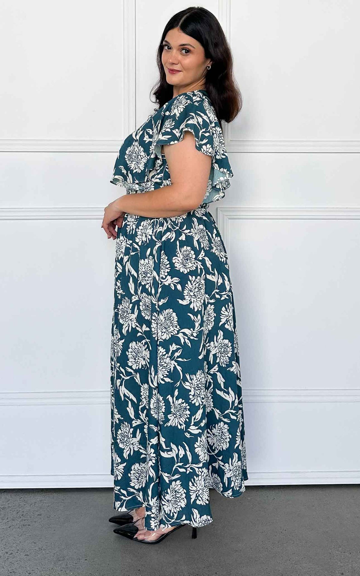 Harlem Maxi Dress - Teal Floral
