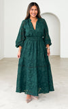 Harriet Maxi Dress - Teal Green Floral Texture