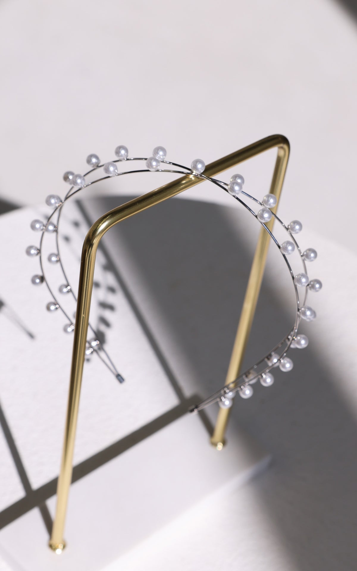 Harlow Crossover Headband - Silver Pearl
