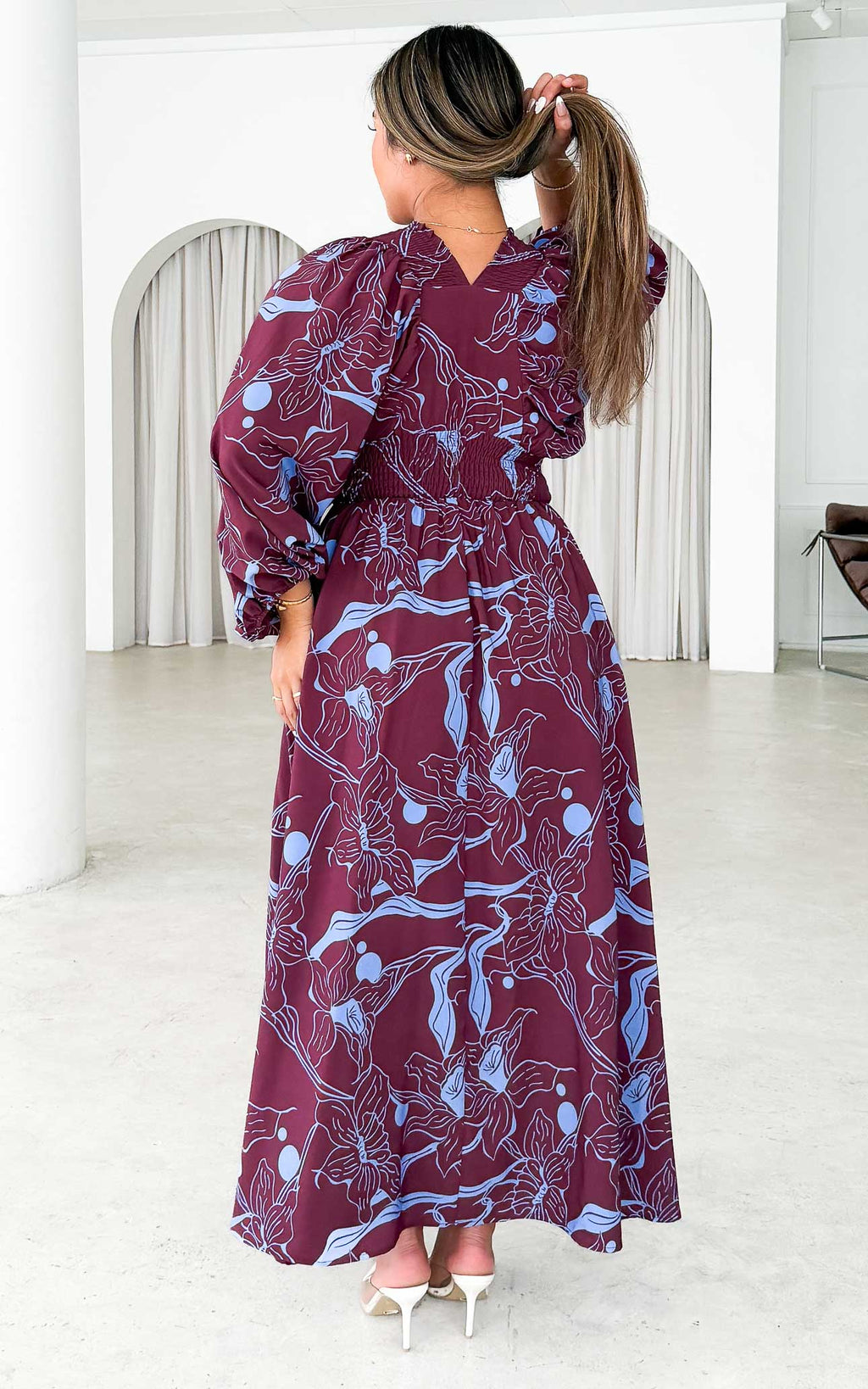Hartley Maxi Dress - Wine Blue Floral