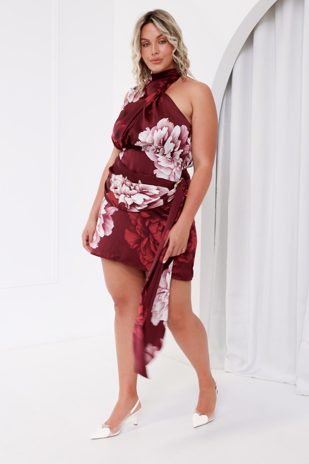 Iluka Mini Dress - Wine Floral