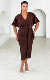 Indra Midi Dress - Chocolate Brown