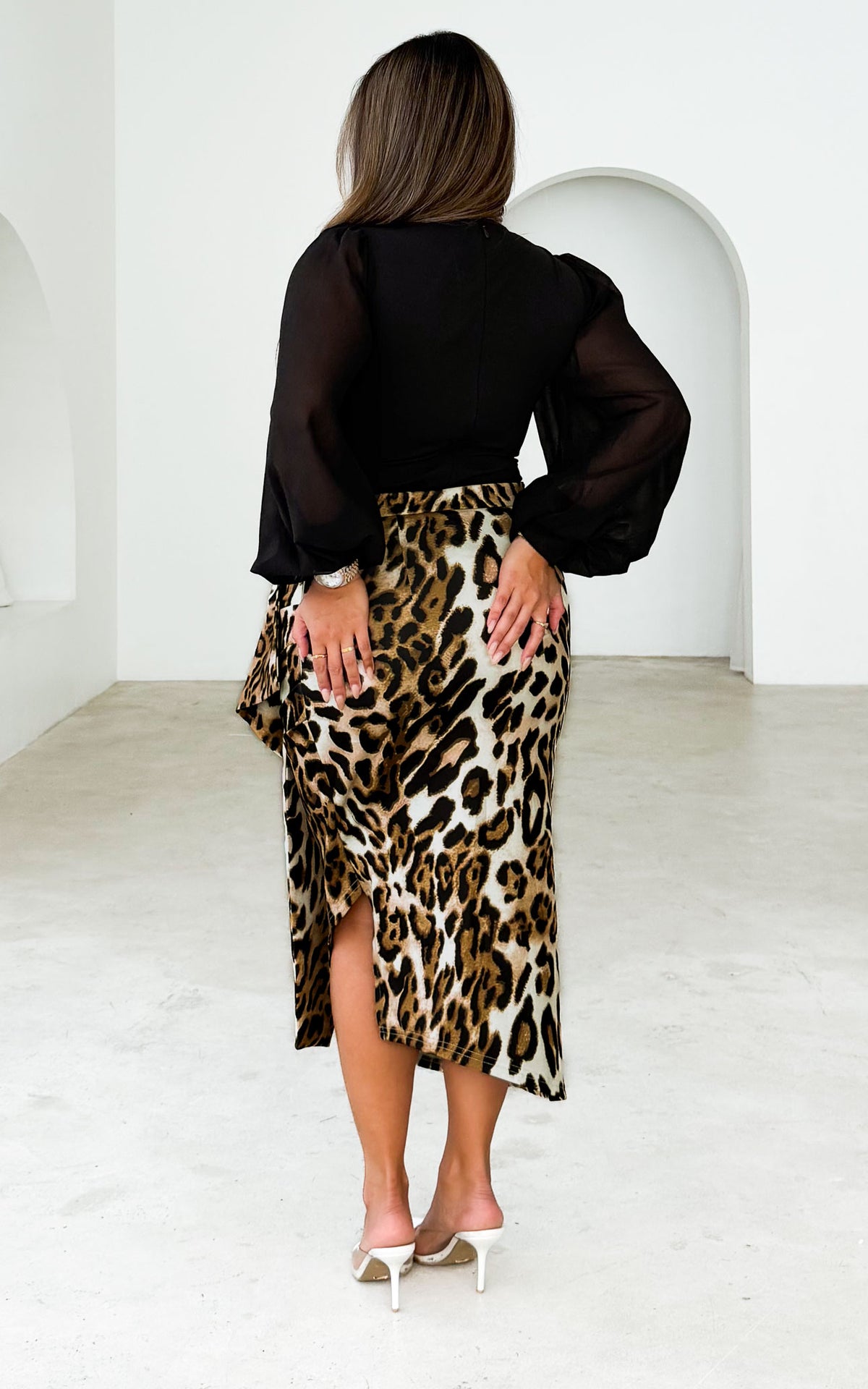 Indra Midi Skirt - Leopard Print