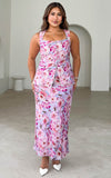Inez Maxi Skirt - Pink Blue Floral