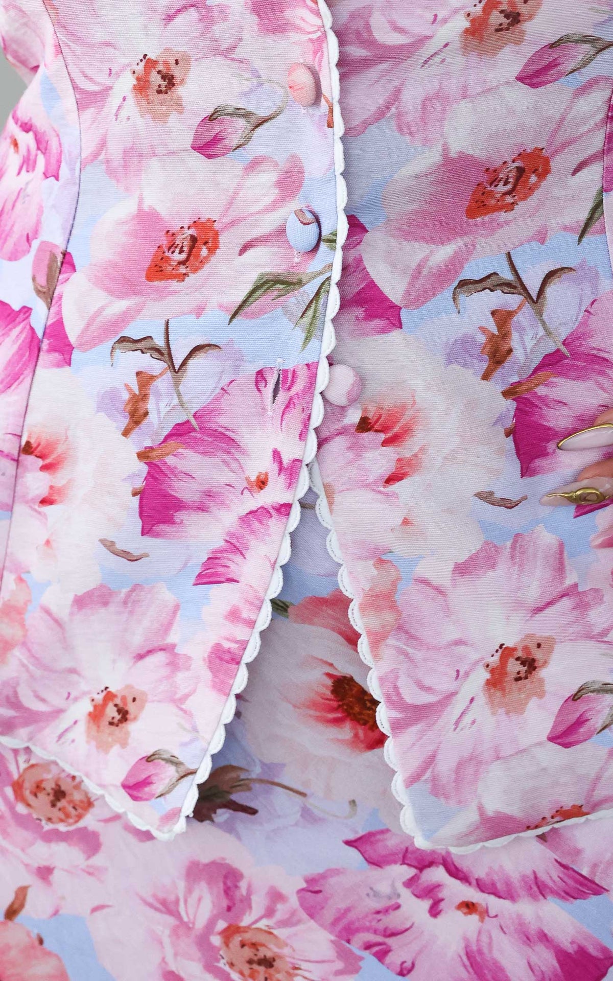 Inez Vest Top - Pink Blue Floral