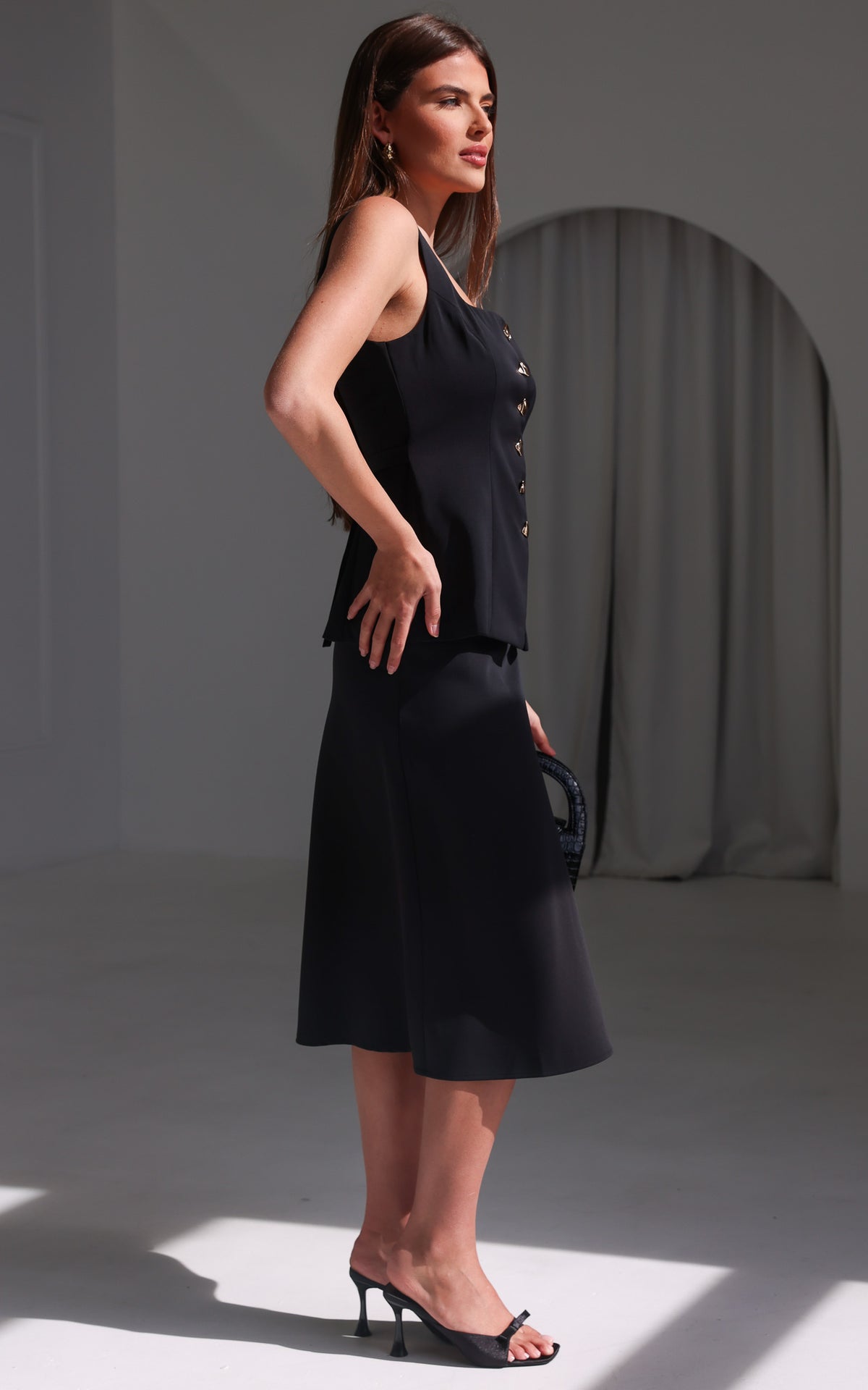 Inez Midi Skirt - Black