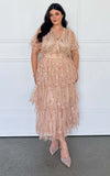 Irisa Sequin Maxi Dress - Beige Gold