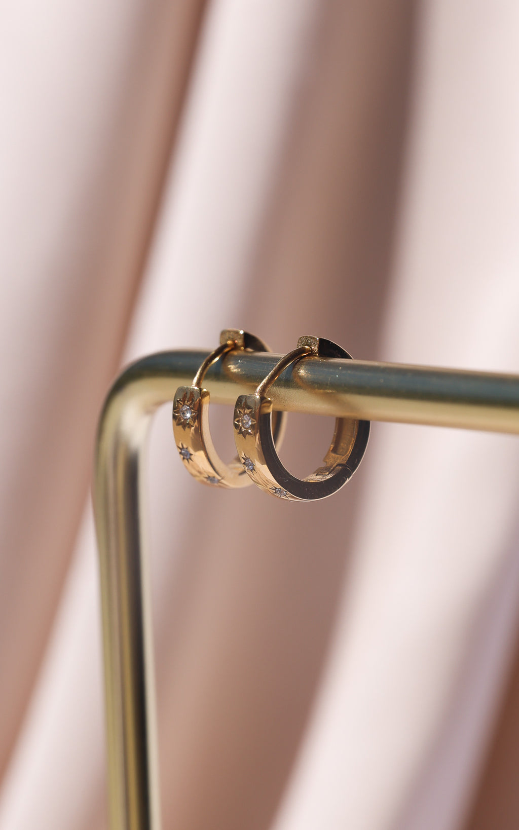 Ivie Hoop Earrings - Gold Half Star Diamante