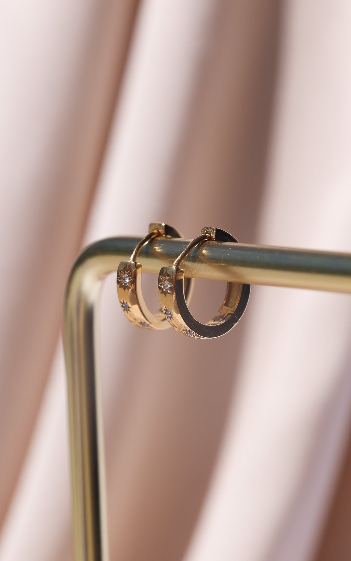 Ivie Hoop Earrings - Gold Half Star Diamante