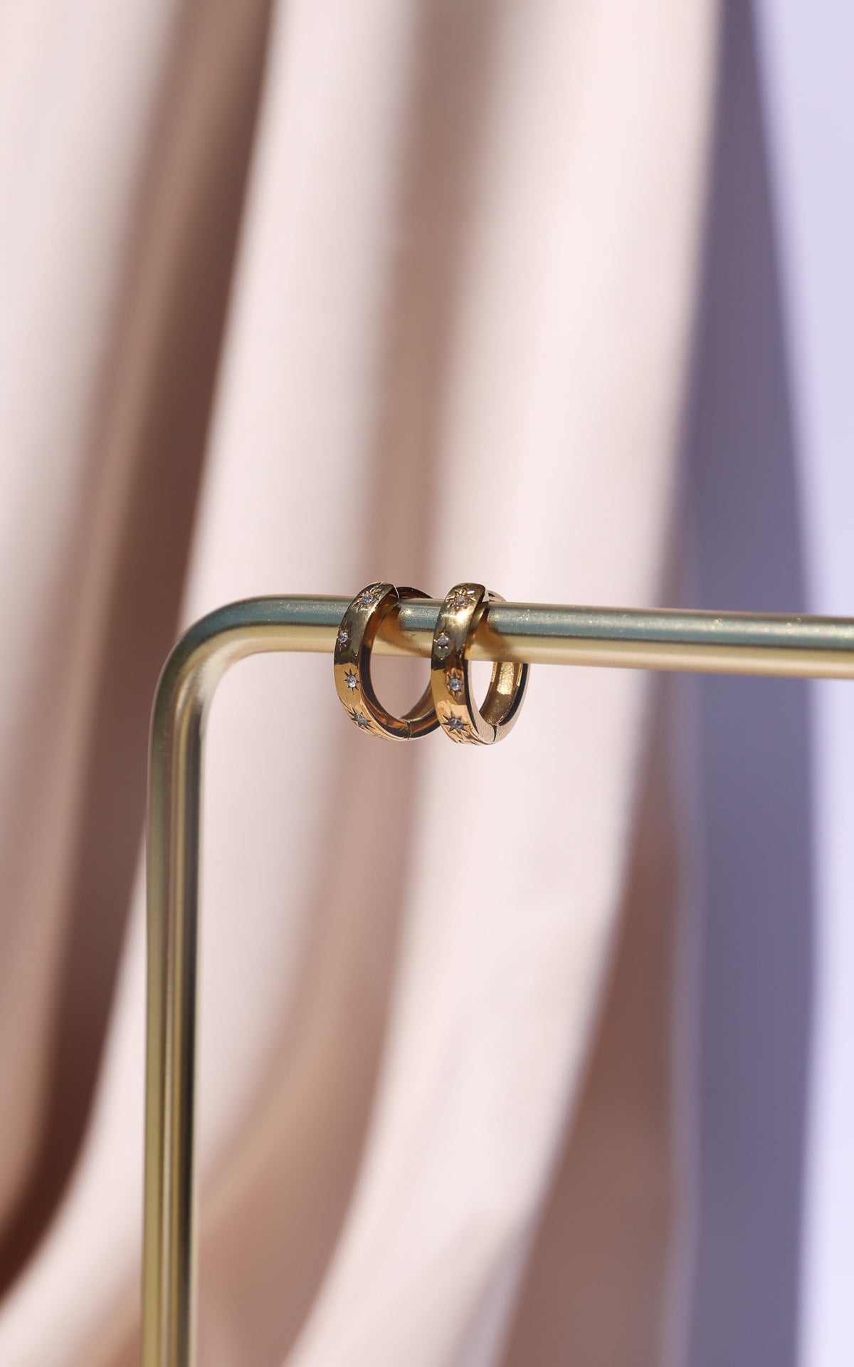 Ivie Hoop Earrings - Gold Half Star Diamante