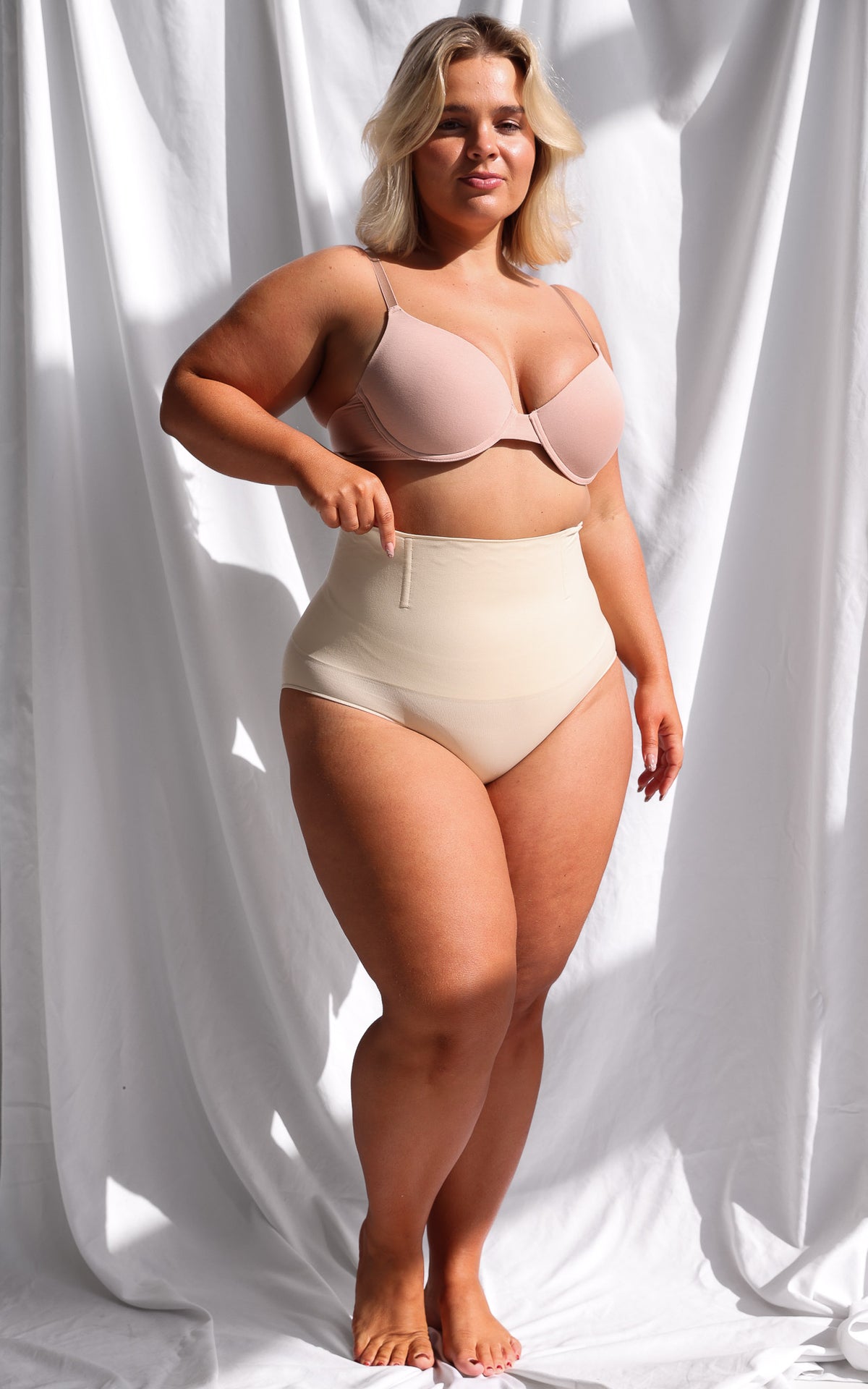 Ingrid High Waisted Boning Shapewear Briefs - Cool Nude