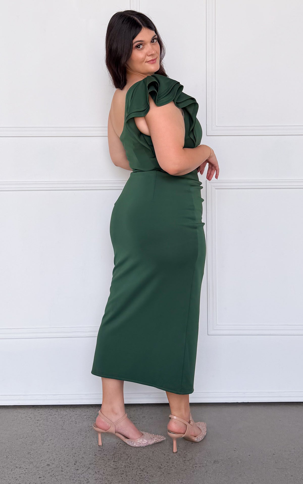 Jacee Midi Dress - Forest Green