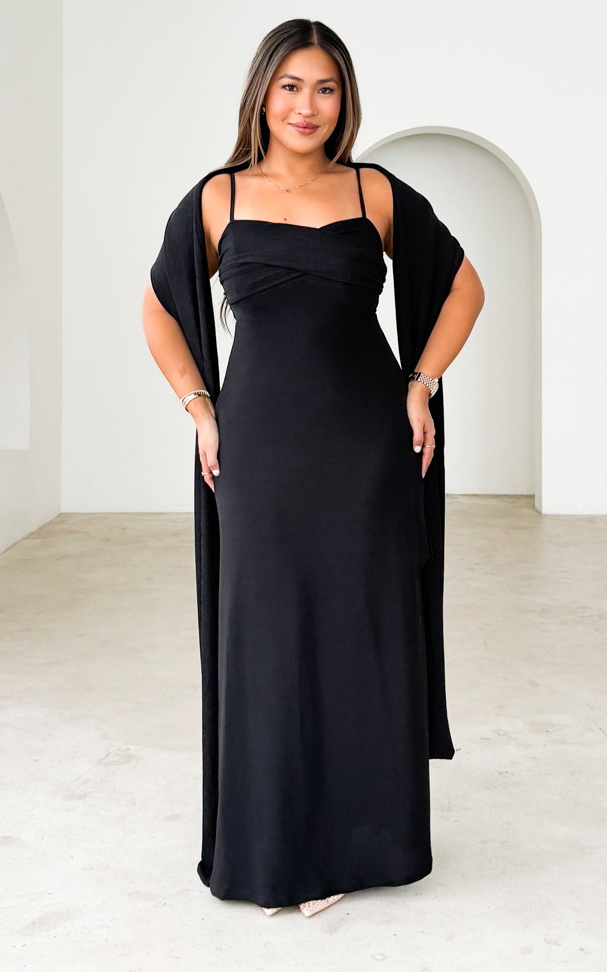 Jasalina Maxi Dress - Black Metallic