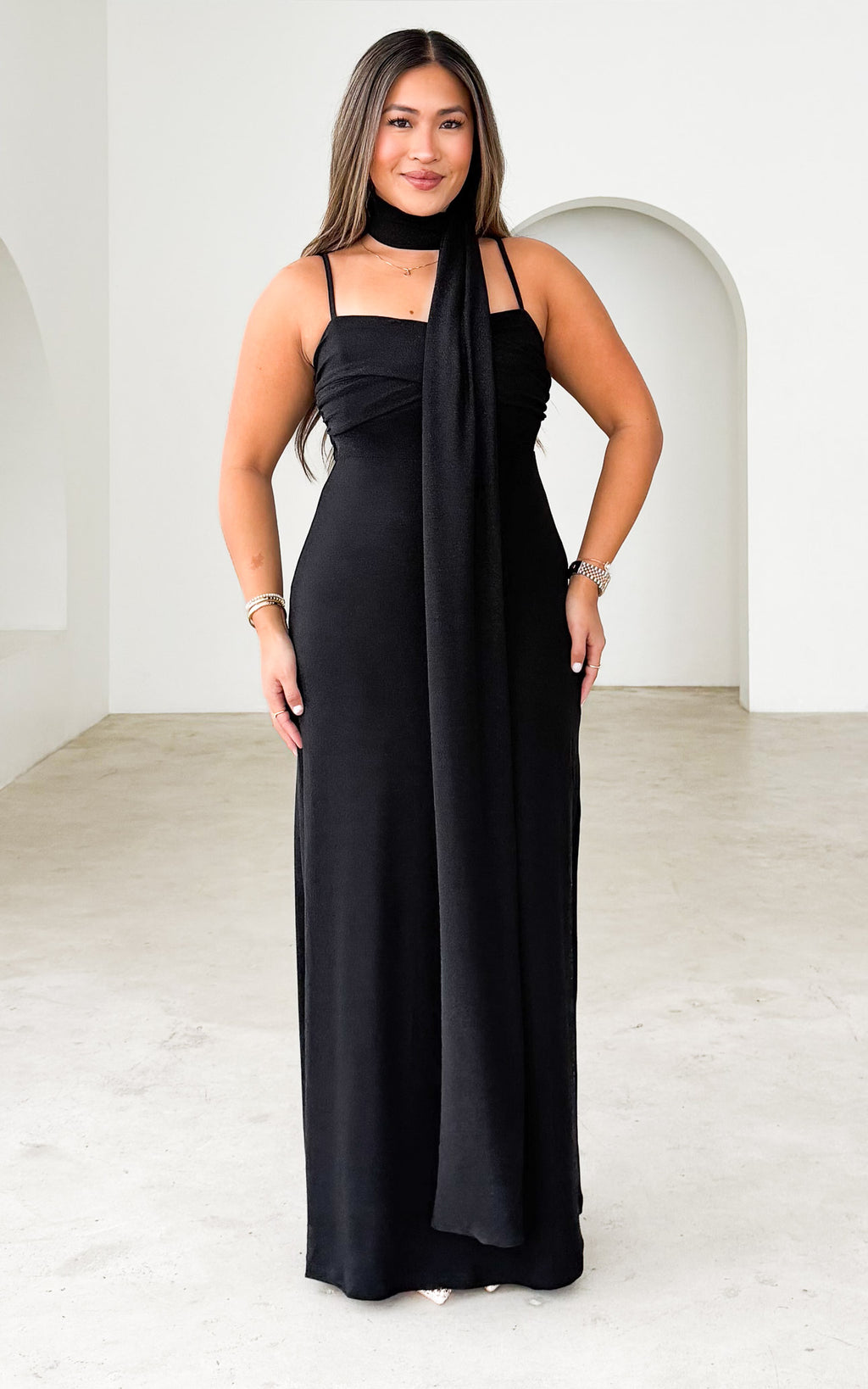 Jasalina Maxi Dress - Black Metallic