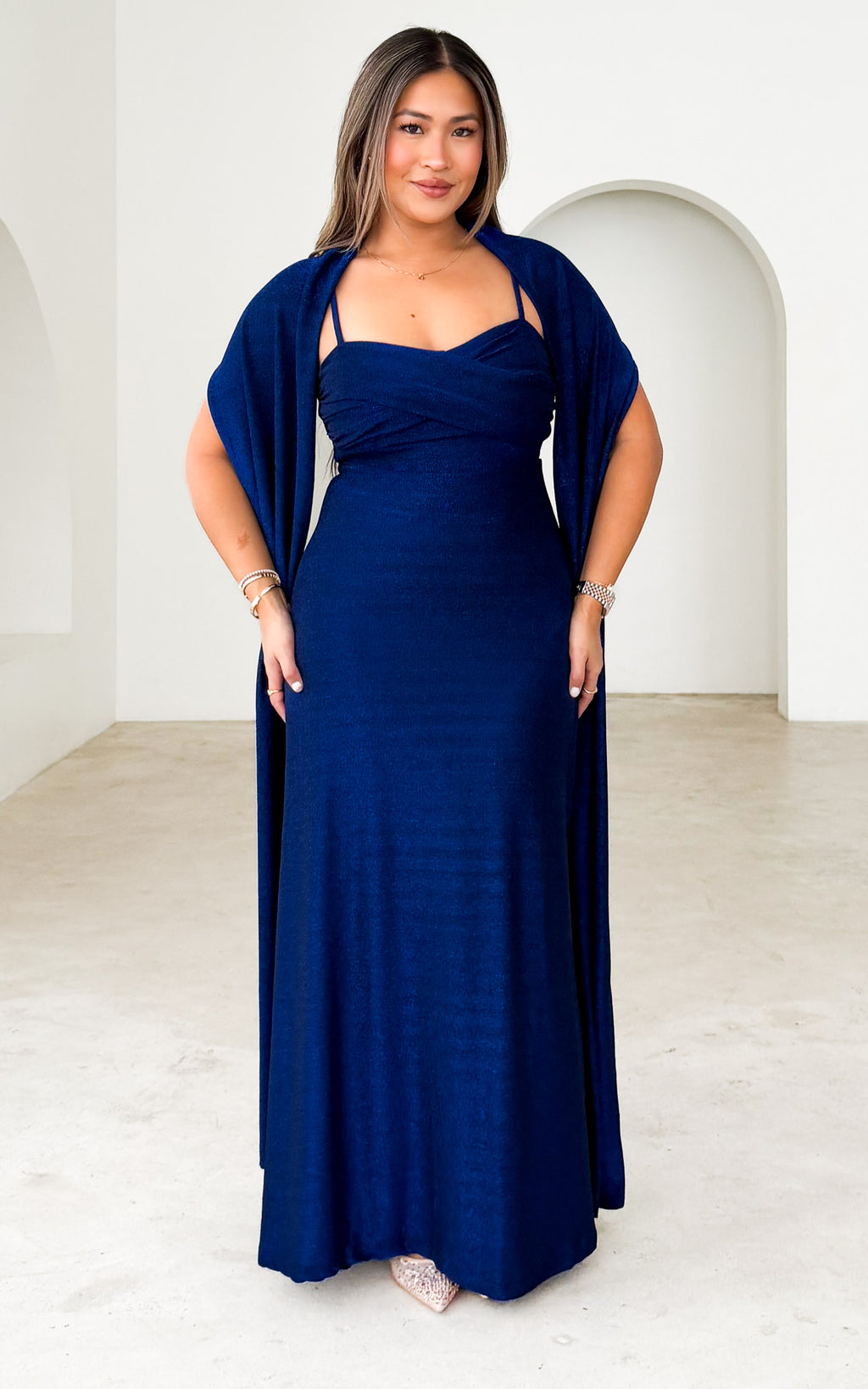 Jasalina Maxi Dress - Blue Metallic