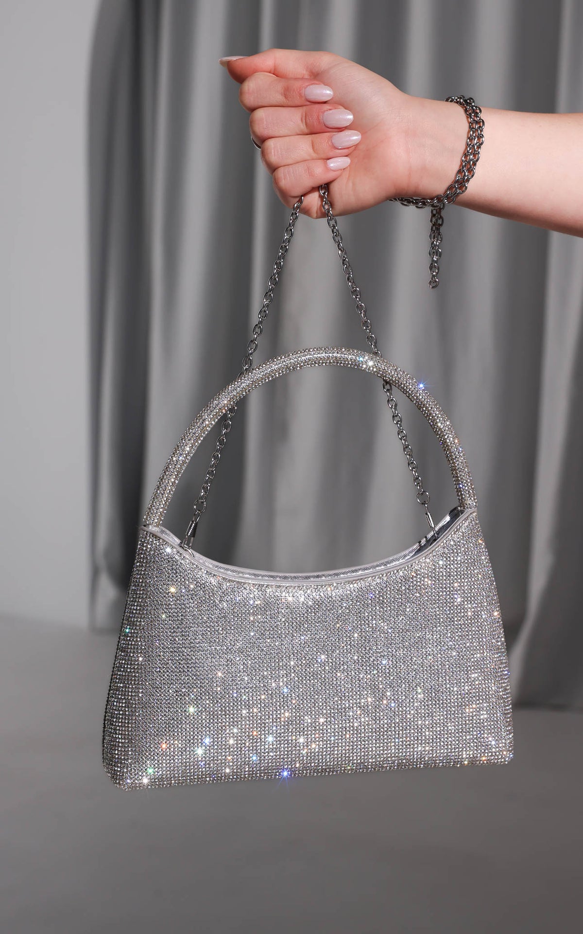 Jayda Rhinestone Bag - Silver
