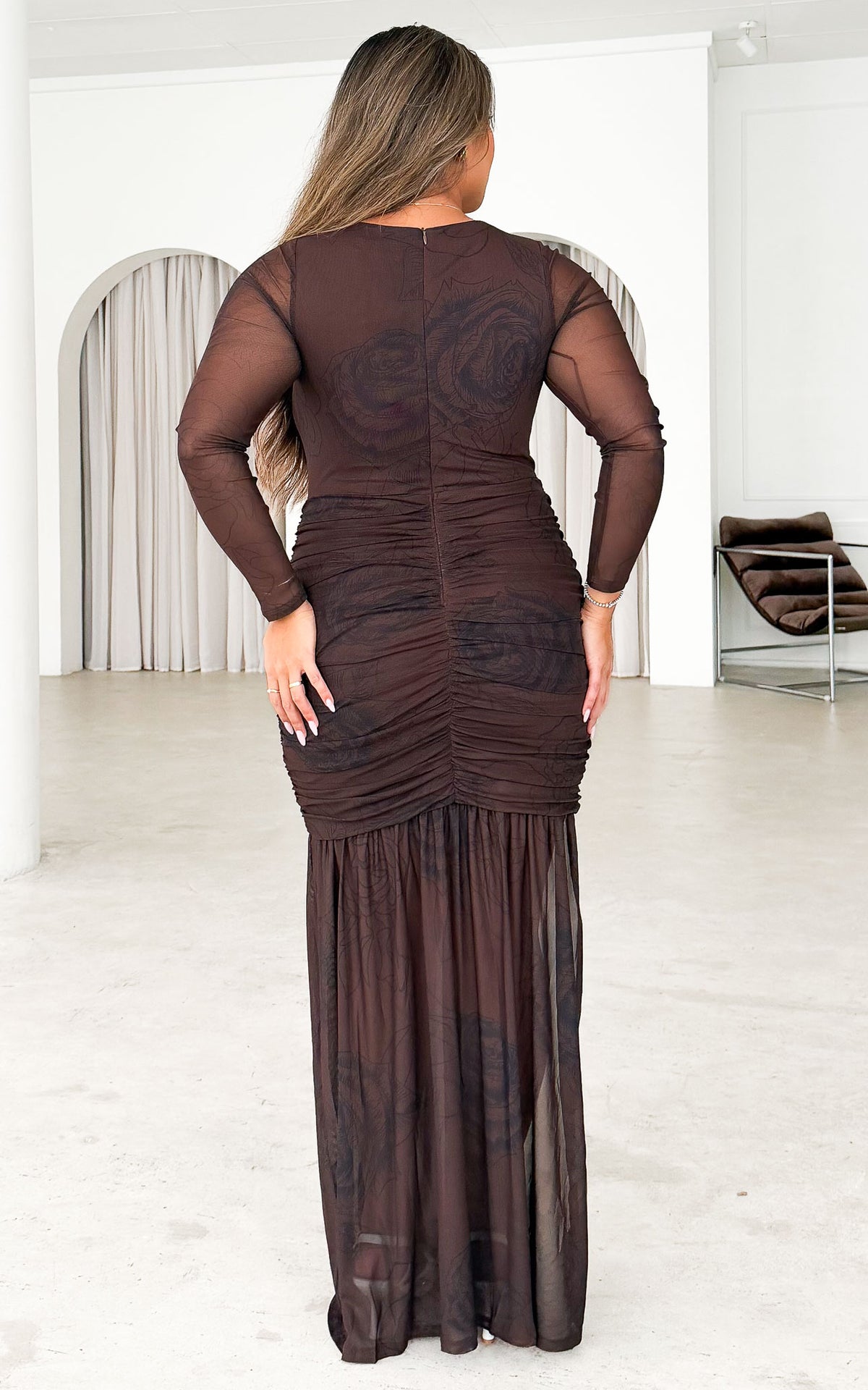Reney Maxi Dress - Brown Floral