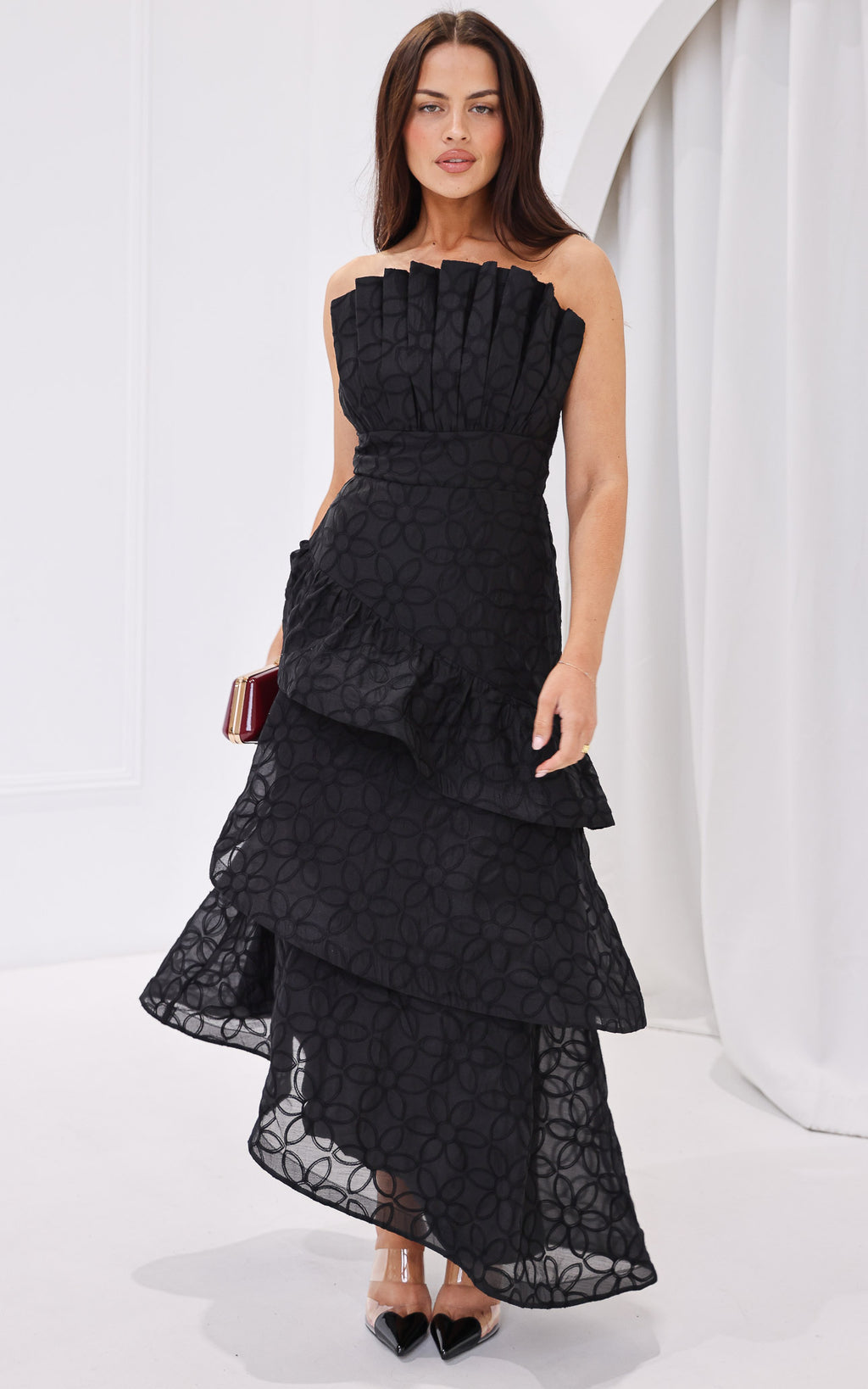 Bradshaw Maxi Dress - Black Floral Texture